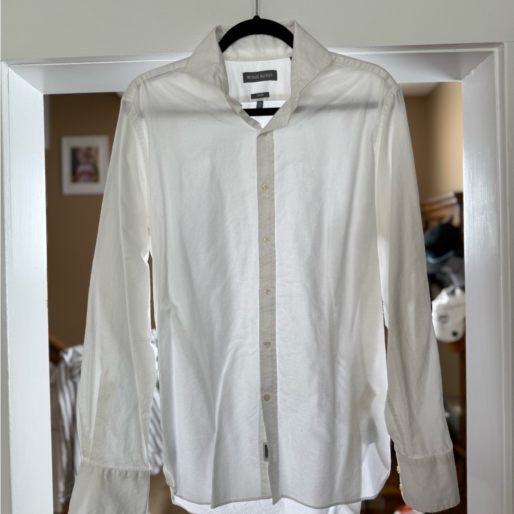 Michael Bastian Trim Medium White Button-Up Shirt